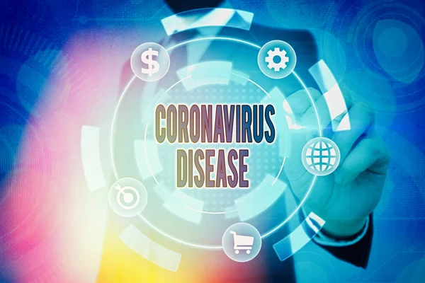 Nota di scrittura che mostra la malattia di Coronavirus. Business photo showcase definito come malattia causata da un nuovo virus SARSCoV2 . — Foto Stock