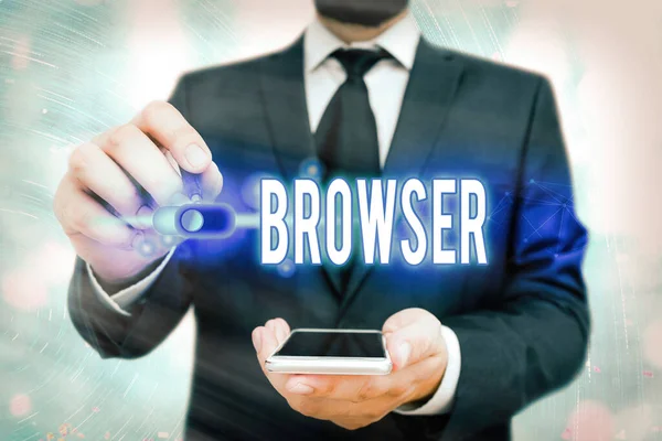 Word writing text Browser. Business concept for Computer program Graphical user interface Displaying HTML files. — Stock Photo, Image