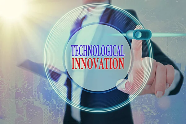 Fogalmi kézírás, amely bemutatja a technológiai innovációt. Üzleti fotó bemutatása Új találmány a műszaki ismeretek a termék. — Stock Fotó