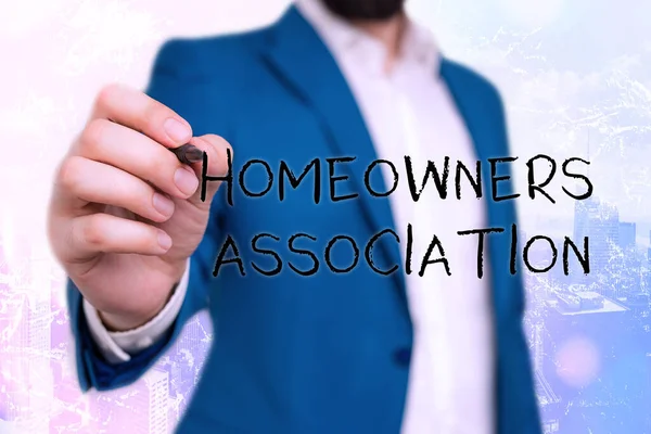 Texte manuscrit Homeowners Association. Concept signifiant Organisation payante pour l'entretien de Gated Community . — Photo