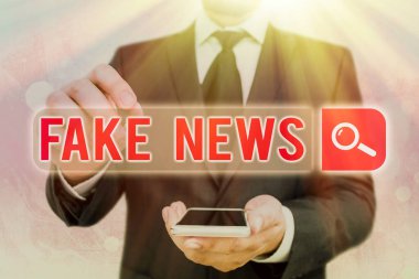 El yazısı sahte haber mesajı. Kavram, sahte bilgi anlamına gelir. Otantik haber kisvesi altında yayınlayın..