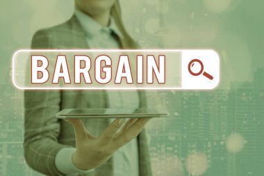 Kavramsal el pazarlık gösterilen yazma. İş fotoğraf vitrine anlaşma şartlarını ve koşullarını hareket için indirim isteyin.