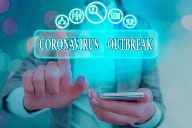 Kelime yazma Coronavirus Salgını. Yeni keşfedilen COVID19 'un sebep olduğu bulaşıcı hastalıklar konsepti.