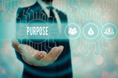 Kavramsal el yazısı amacını gösteriyor. İş fotoğrafı metni Bir şeyin yapılma, oluşturulma ve var olma sebebi.