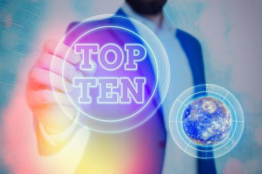 İlk 10 'a giren el yazısı. Kavram, NASA tarafından desteklenen ve popüler müzik listelerindeki en popüler on şarkı ya da kayıt anlamına geliyor..