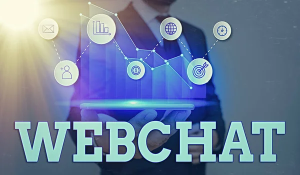 Kézírás üzenet Webchat. Koncepció jelentése rendszer, amely lehetővé teszi a felhasználók számára, hogy valós időben kommunikálni az interneten. — Stock Fotó