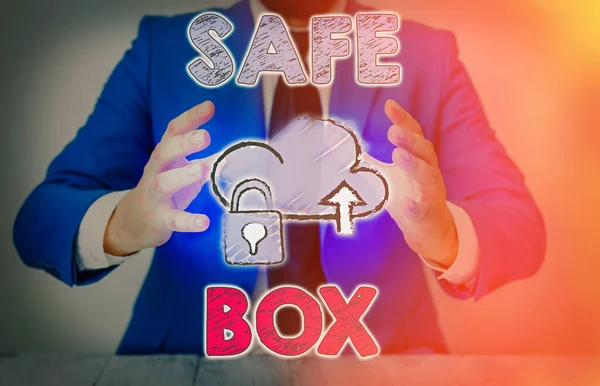 Conceptual hand writing showing Safe Box. Business photo text A small structure where you can keep important or valuable things.
