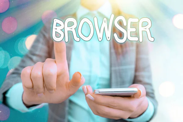 Handgeschreven tekst schrijven van Browser. Begrip betekenis Computer programma Graphical user interface weergeven van HTML-bestanden. — Stockfoto