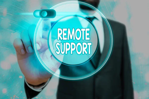 Conceptual hand writing showing Remote Support. Business photo text type of secure service, which permits representatives to help. — Stock Photo, Image