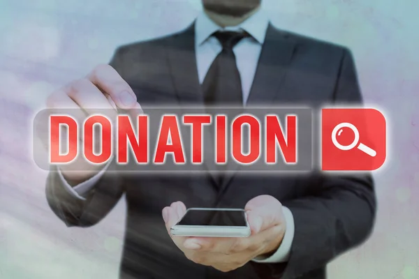 Handschrift tekst Donatie. Concept betekent iets dat wordt gegeven aan een goed doel, vooral een som geld. — Stockfoto