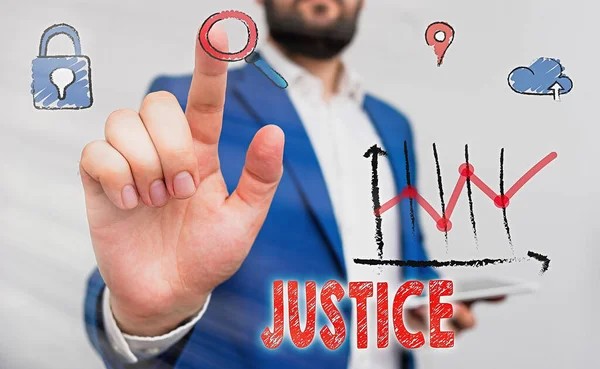 Πινακίδα που δείχνει Δικαιοσύνη. Εννοιολογική φωτογραφία Ποιότητα του να είσαι απλά αμερόληπτος ή δίκαιος. — Φωτογραφία Αρχείου