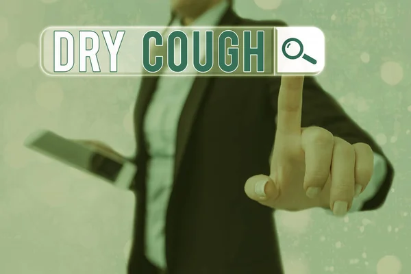Conceptual hand writing showing Dry Cough. Business photo text cough that are not accompanied by phlegm production or mucus. — Stock Photo, Image
