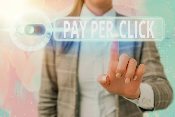 Texto para escrita de palavras Pay Per Click. Conceito de negócio para marketing na internet em que o pagamento é baseado em cliques . — Fotografia de Stock