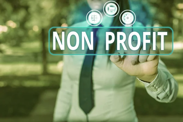 Scrittura concettuale a mano che mostra No Profit. Business foto che mostra il tipo di organizzazione che non guadagna profitti per i suoi proprietari . — Foto Stock