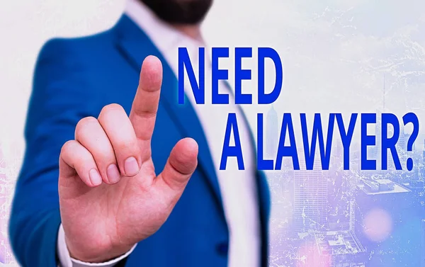 Textskylt som visar Need A Lawyer Question. Konceptuellt foto frågar någon som behöver en rättslig frågor och tvister. — Stockfoto