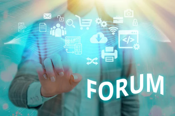 Word scrittura del testo Forum. Concetto di business per il luogo o la sezione di un sito web utilizzato per la discussione pubblica . — Foto Stock