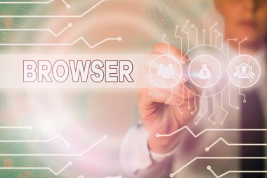 Word yazma metin tarayıcı. Bilgisayar program grafik kullanıcı arabirimini görüntüleme Html dosyaları için iş kavramı.