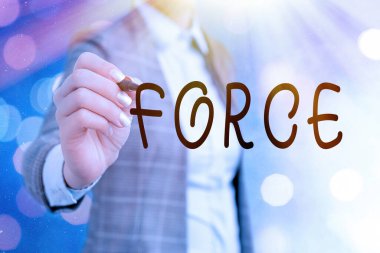 Kelime yazma gücü. Fiziksel eylem veya hareketin bir niteliği olarak güç veya enerji için iş konsepti.