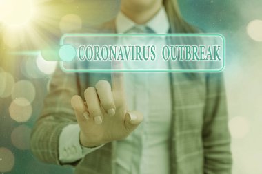 Kelime yazma Coronavirus Salgını. Yeni keşfedilen COVID19 'un sebep olduğu bulaşıcı hastalıklar konsepti.