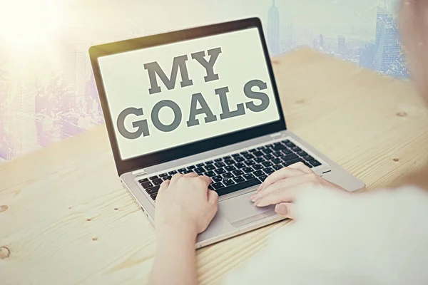 Woord schrijven tekst My Goals. Business concept voor een toekomstig of gewenst resultaat dat een demonstrerende inzet te bereiken. — Stockfoto