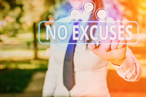 Konceptuell handstil som visar No Excuses. Företagsfoto visa upp bör inte hända eller uttrycka ogillande över att det har hänt. — Stockfoto