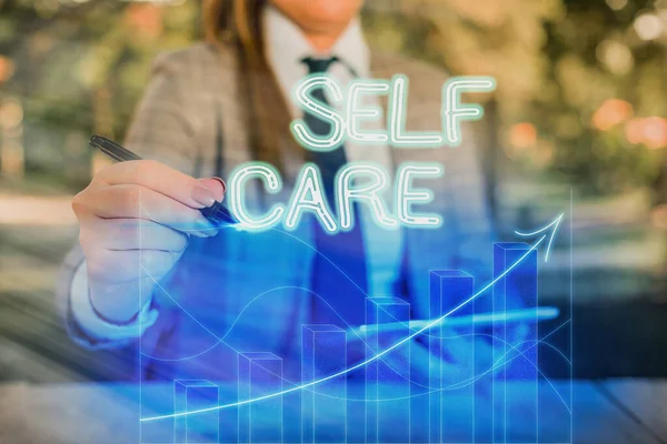 Word writing text Self Care. Business concept for practice of taking action preserve or improve ones own health. — Stock Photo, Image