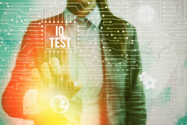 Scriere de mână text de scris Iq Test. Conceptul înseamnă încercarea de a măsura capacitatea cognitivă Evaluați inteligența . — Fotografie, imagine de stoc