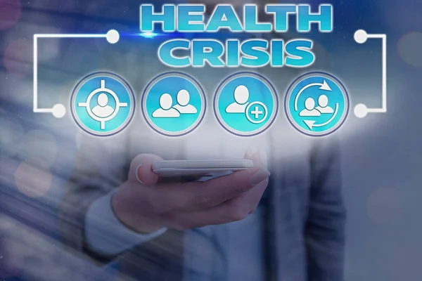 Text sign showing Health Crisis. Conceptual photo fitness problem that affects in more geographic areas. — Stock Photo, Image