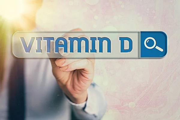Textul de scriere a cuvintelor Vitamina D. Conceptul de afaceri pentru nutrienți responsabili pentru creșterea absorbției intestinale . — Fotografie, imagine de stoc
