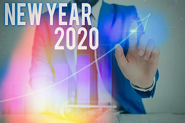 Szövegírás szöveg New Year 2020. Üzleti koncepció üdvözlésére Ünnepi Friss Kezdet A legjobb kívánságok. — Stock Fotó