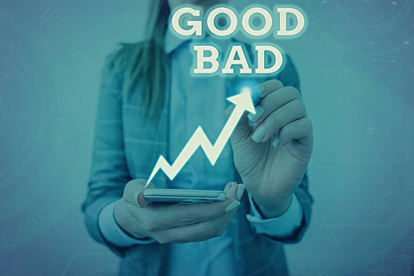 Konceptuální rukopis ukazující Good Bad. Podniková fotografie ukazuje, že se zdá, že bude mít dobrý nebo špatný výsledek Životní volby. — Stock fotografie