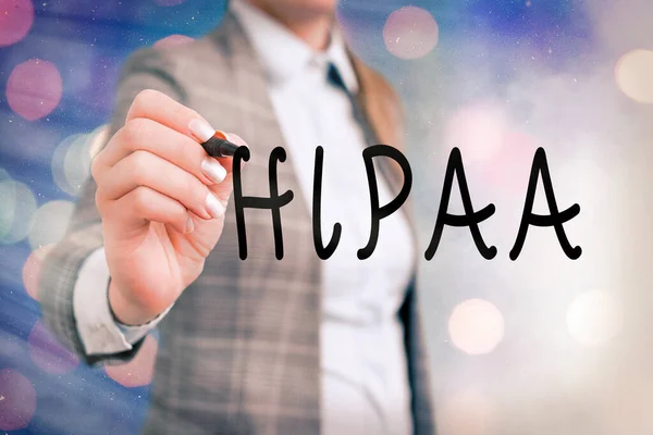 Ordet skriva text Hipaa. Affärsidé för Akronymen står för Health Insurance Portability ansvarsskyldighet. — Stockfoto