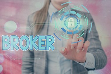 Broker 'ı gösteren bir not yazıyorum. Ticari pazarlıklarda güvenilir bir ajan veya aracı olarak iş fotoğrafı sergisi.