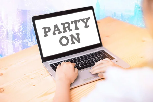 Word writing text Party On. Business concept for Keep or continue having a great time even after something happens. — Stock Photo, Image