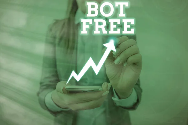 Scrittura concettuale a mano che mostra Bot Free. Foto aziendale in mostra un programma per computer che funziona automaticamente robot Internet . — Foto Stock