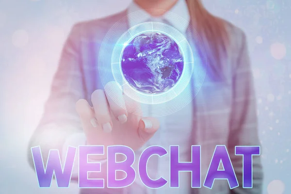 Письменный почерк Webchat. Концепция означает систему, которая позволяет пользователям общаться в режиме реального времени с помощью интернет Элементы этого изображения, представленного НАСА . — стоковое фото