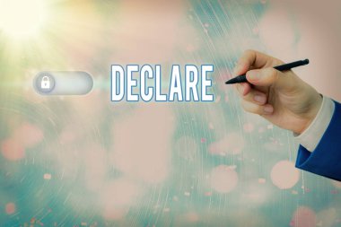 Deklare 'i gösteren mesaj işareti. Kavramsal fotoğraf özellikle açık veya resmi terimlerle açıkça belirtilmiştir..