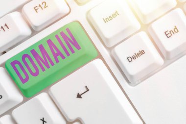 Writing note showing Domain. Business photo showcasing an area of territory controlled by a particular ruler or government.