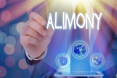 Kelime yazma metni. Nasa 'nın bu imajın unsurları mahkeme kararıyla boşandıktan sonra karısına ya da kocasına ödenen para konsepti..