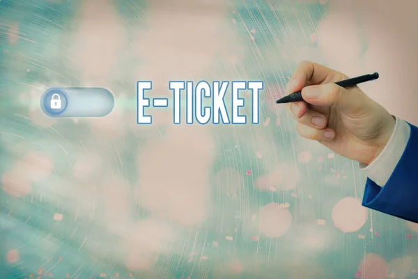 Znak tekstowy pokazujący E Ticket. Zdjęcie koncepcyjne Bilet cyfrowy ważny jak bilet w formie papierowej lub jego odpowiednik. — Zdjęcie stockowe