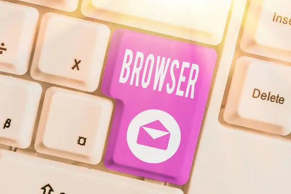 Word schrijven tekst Browser. Businessconcept voor Computer programma Graphical user interface weergeven van HTML-bestanden. — Stockfoto