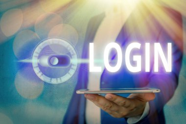 El yazısı metin girişi. Kullanıcı adı ve parola kaydı kullanılarak web günlüğü girilmesi anlamına gelen kavram.