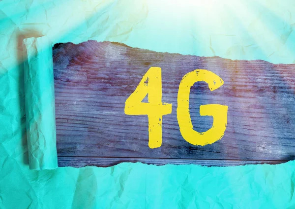 Написання тексту 4G. Концепція бізнесу для мобільного зв'язку Стандарт бездротового доступу до Інтернету на більш високій швидкості . — стокове фото