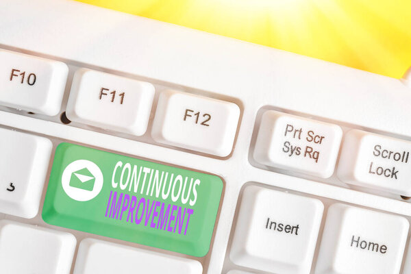 Handwriting text Continuous Improvement. Concept meaning Ongoing Effort to Advance Never ending changes.