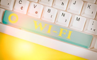 Writing note showing Wi Fi. Business photo showcasing radio technologies commonly used for wireless local area networking.