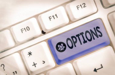 Conceptual hand writing showing Options. Business photo showcasing the opportunity or ability to choose something or to choose.