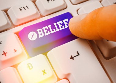 Writing note showing Belief. Business photo showcasing the feeling of being certain that something exists or is true.