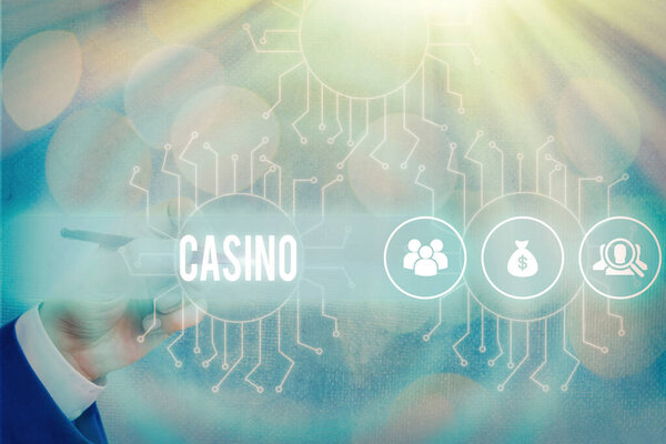 Conceptual hand writing showing Casino. Business photo text a building where games especially roulette and card games are played.