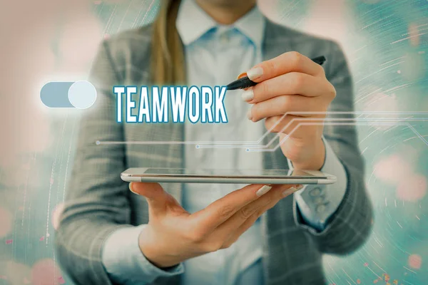Handwriting text writing Teamwork. Concept meaning combined action of group especially when effective and efficient. — Stock Photo, Image