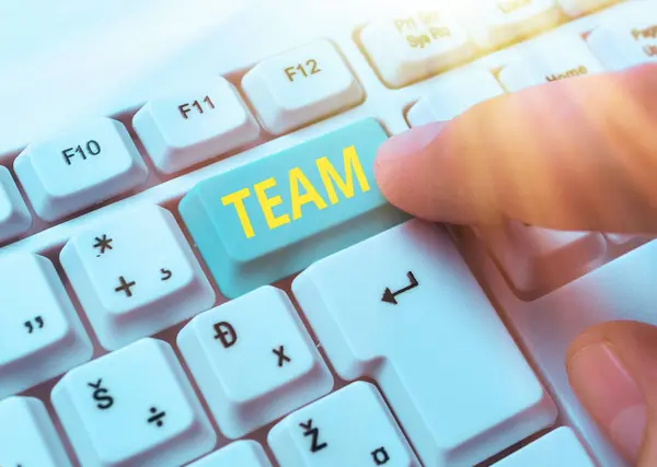 Handwriting text Team. Concept meaning Group of showing working together Classed and share certain beliefs. — Stock Photo, Image